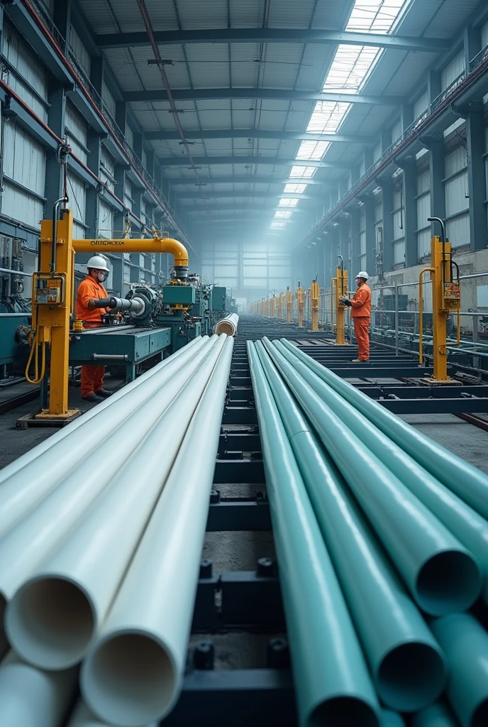generate image of PVC pipe manufacturing