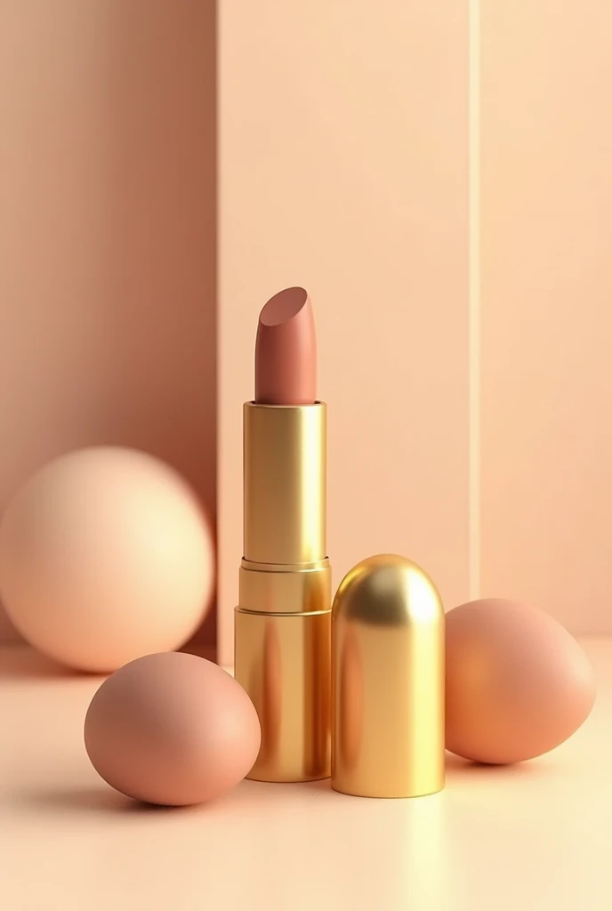 Creame nude lipstick image, little, with all the simple golden packaging