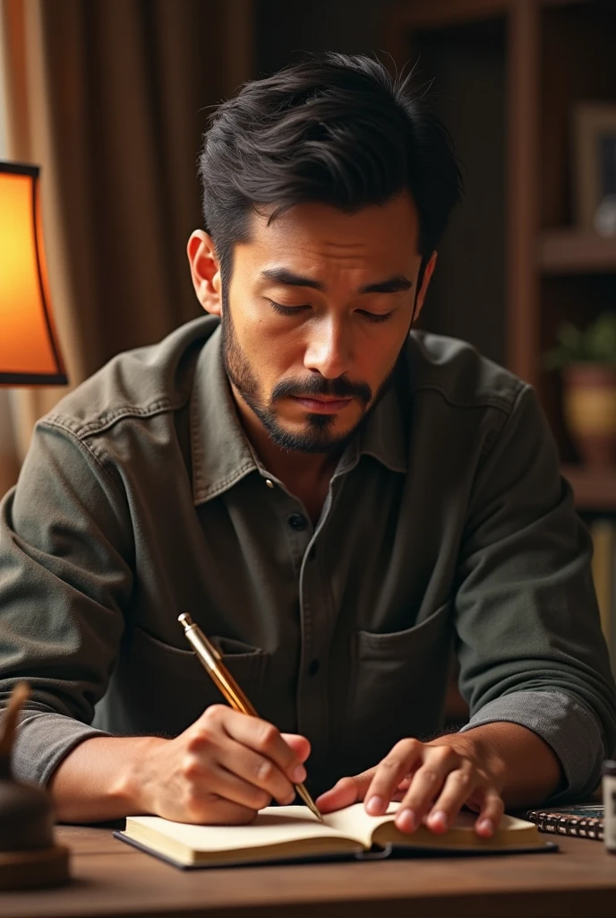Viñeta 3:

scenery: The man writes in his notebook.
The man tells him: "GOOD, My goal is to celebrate our local culture and teach about our traditions.."