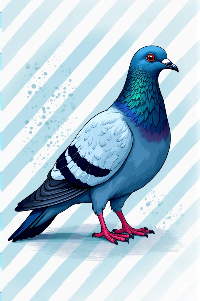 Blue pigeon t-shirt with white stripes