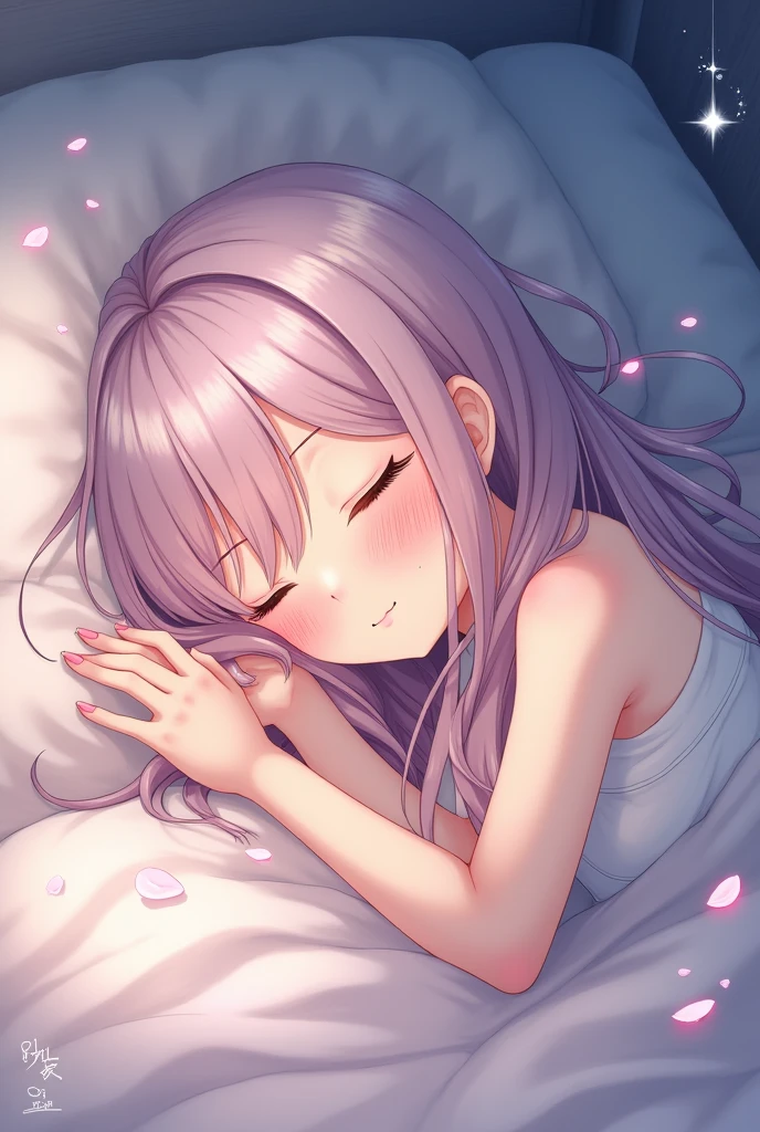 An anime girl sleeping
