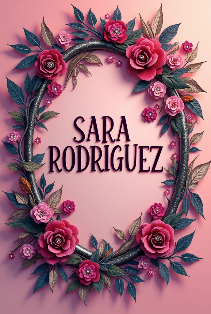logo with the name SARA RODRIGUEZ with decorated nails background 