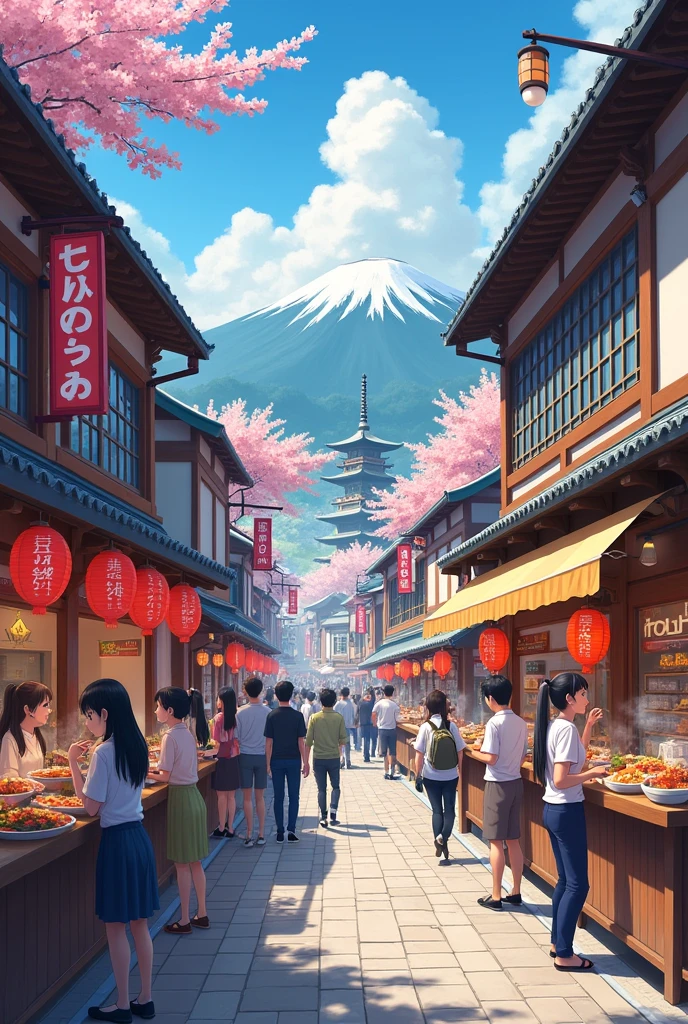 japan food street anime style