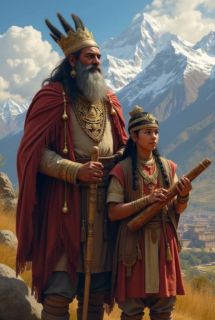 The subjects bring Viracocha and his quena with the Inca Sinchi Roca.