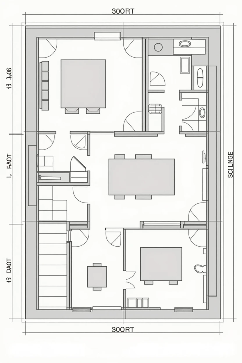 you can make a very basic plan, as if it were a sketch of a third floor of a school that has three 5th classrooms, the teachers' room for communication and languages, and the science lab, stairs an elevator bathroom with dimensions of 56 meters and a height of 100 meters