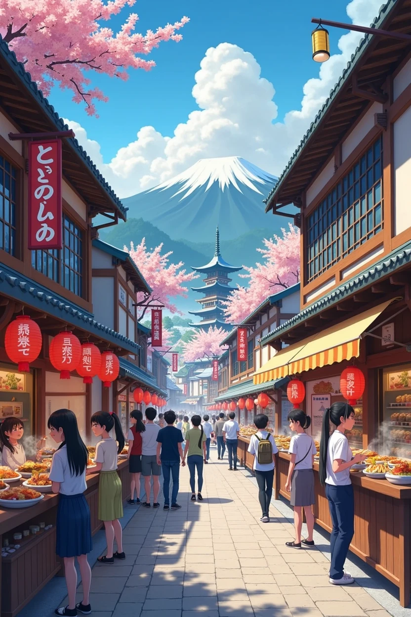 japan food street anime style