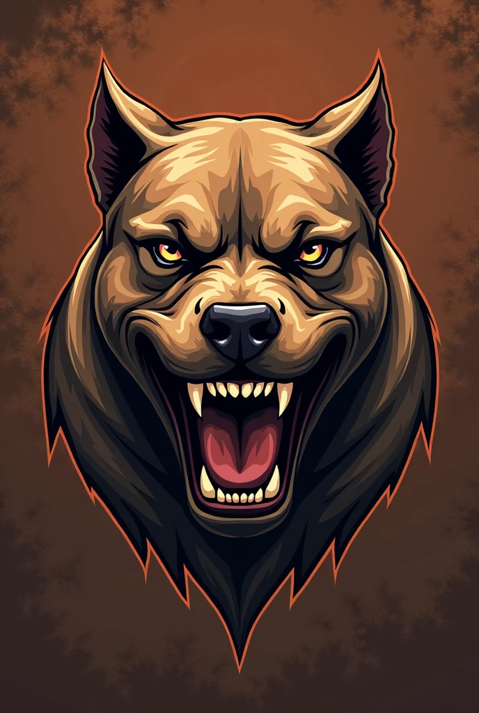 Pitbull head emblem brown rage