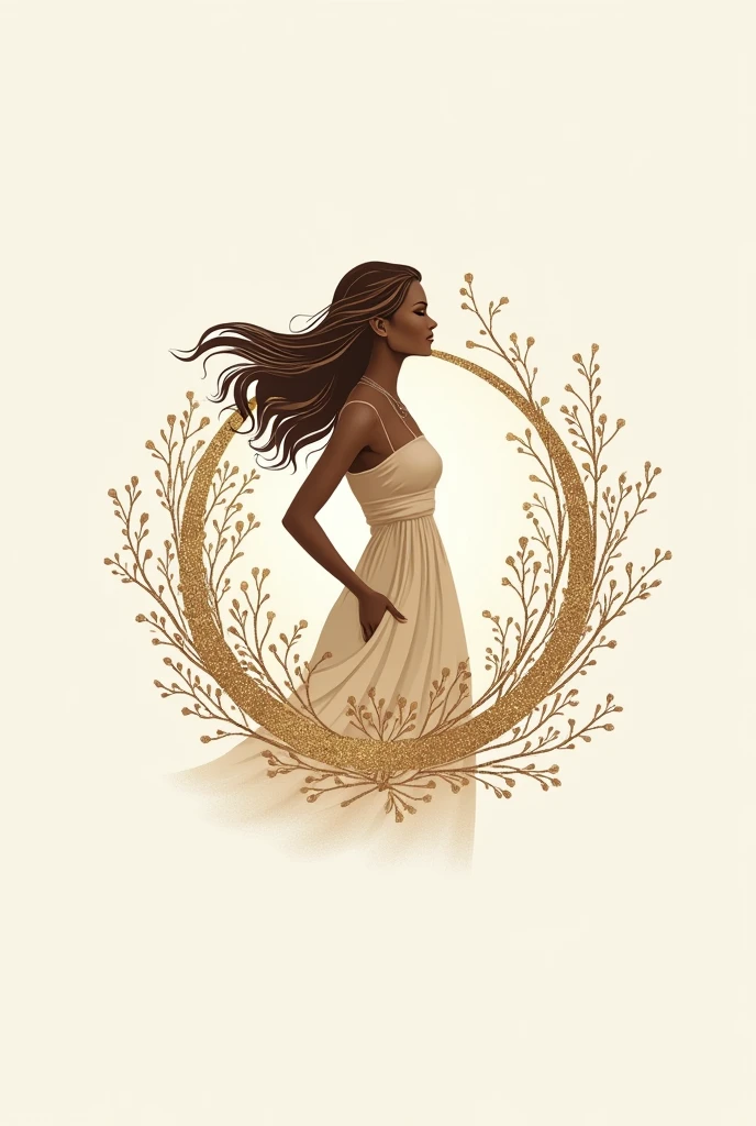 Design a logo for a women's textile mill in a brown and gold tone.