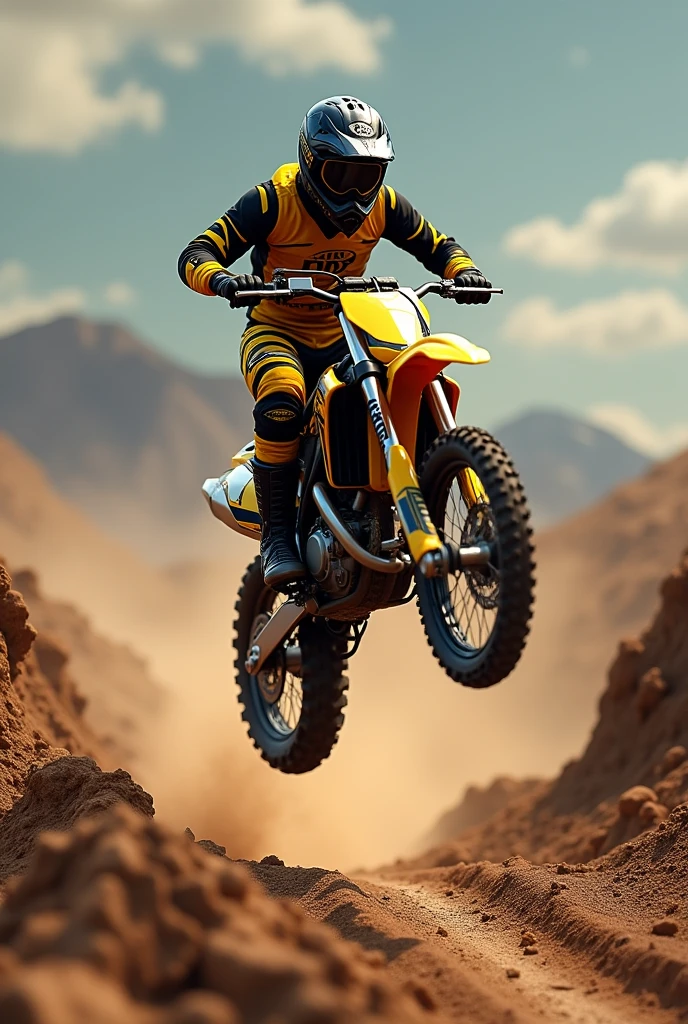 Black and yellow motocross cake topper