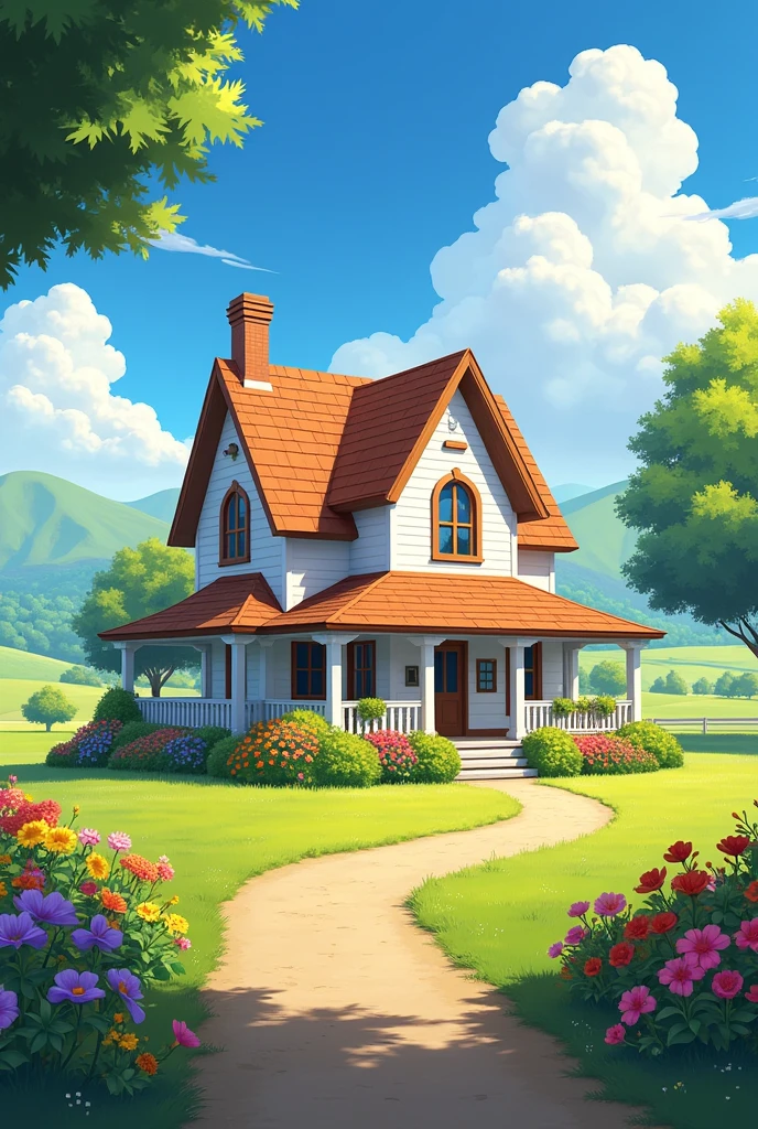 Country house with sunny day