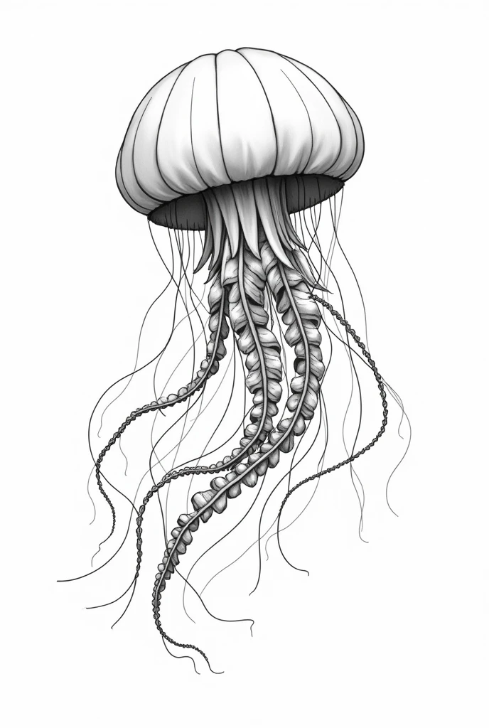 black and white jellyfish coloring page