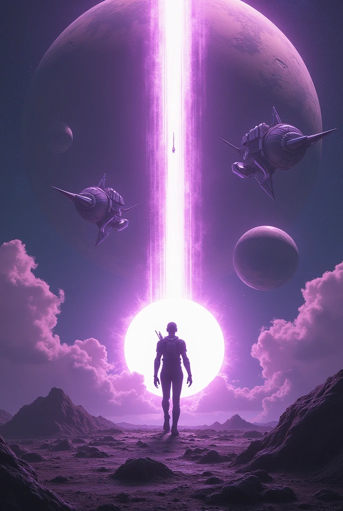 Cybertron com um aspecto roxo, he entered a portal, this portal connected three planets, from these three planets will come out ships and missiles,
