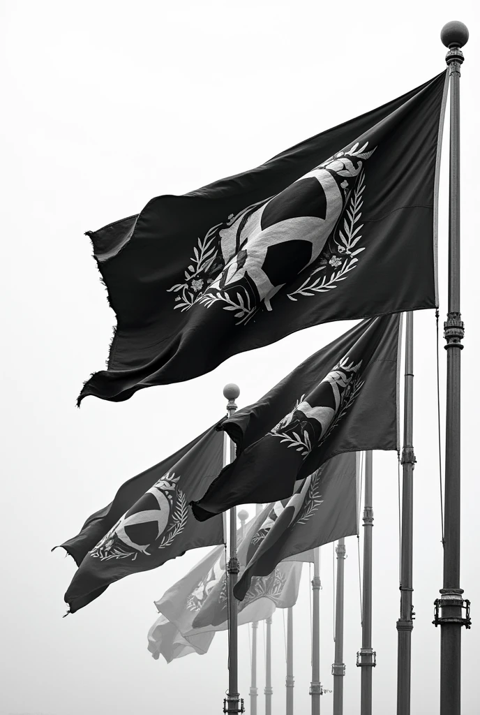 Black and white flags