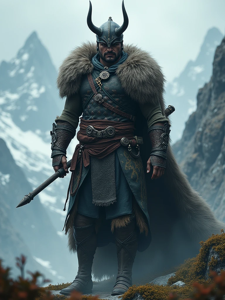 Eivor, Ami des Loups (Assassin's Creed Valhalla). L’ensemble de l’image est rendu en 32K avec des détails complexes et une qualité cinématographique