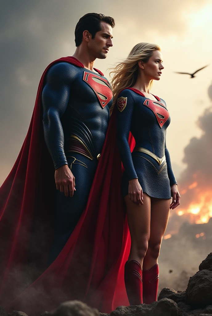 Gaia Weiss under the mantle of the Kryptonian Kara Zor-El alias Supergirl alongside her cousin Clark Kent alias Superman suits Superman Man Of Steel Movie