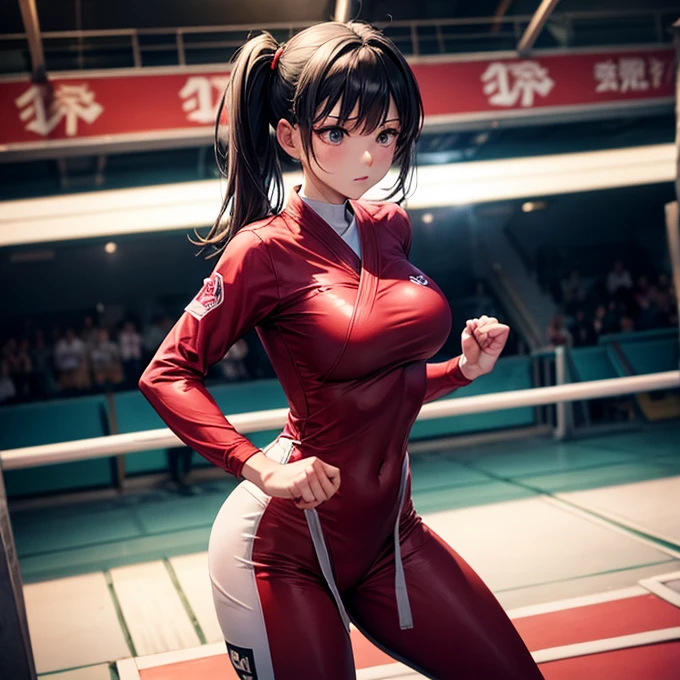 Wearing a bodysuit､Woman doing karate　Underground Arena