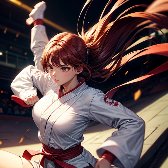 Wearing a bodysuit、Woman doing karate Underground Arena