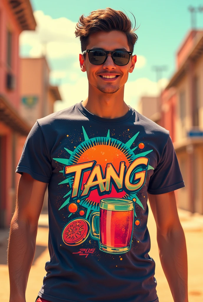 shirt printed with the artificial juice brand Tang