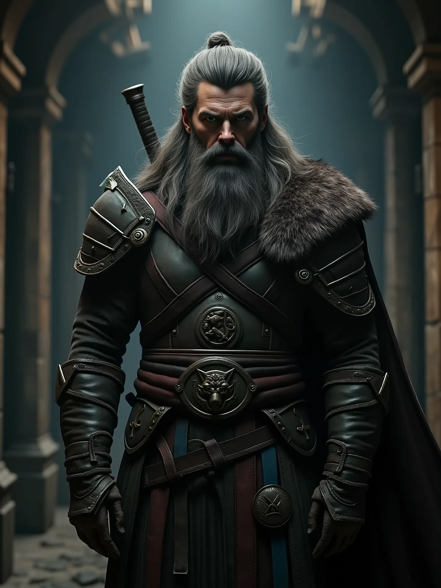 ivor, Ami des Loups (Assassin's Creed Valhalla). Cinematic lighting, Ultra-detailed textures, vray, with dark colors.