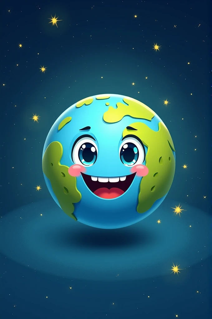 Animated planet earth with smiling eyes and mouth