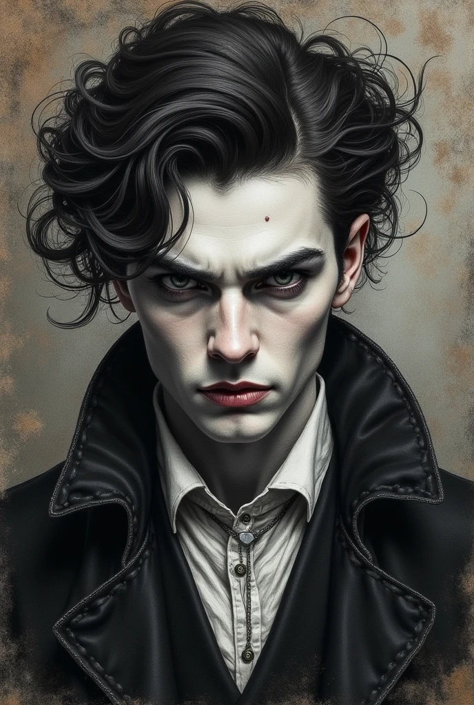 Make a hand-drawn crayon drawing of Dorian Gray
