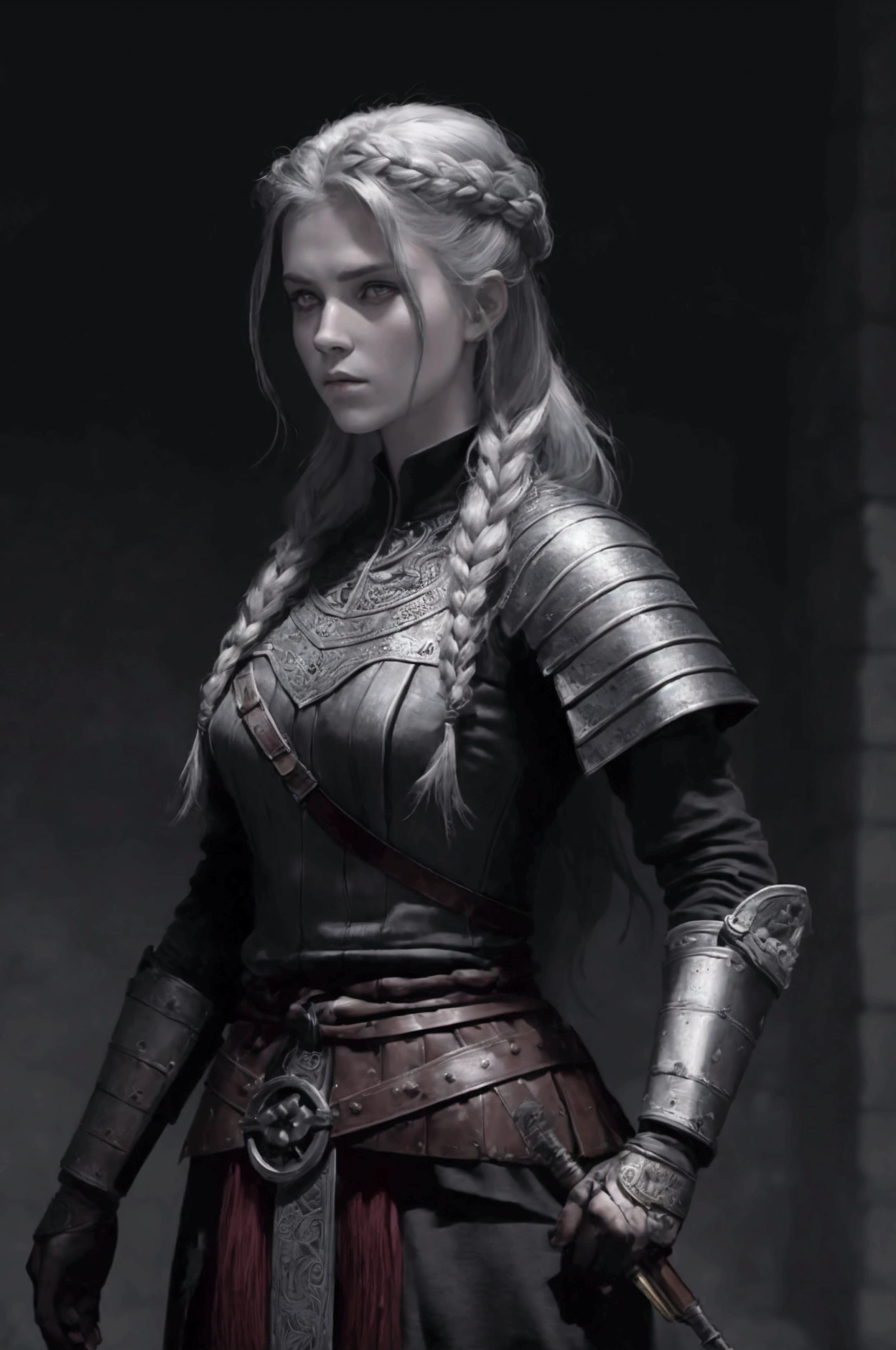 une femme guerrière viking féroce, coiffure tressée complexe, tatouages détaillés, peinture de guerre dramatique, posture de combat prête au combat, tenue sexy, hache de combat ensanglantée, très détaillé, Éclairage cinématographique, ombres dramatiques, art numérique, hyper réaliste,masterpiece