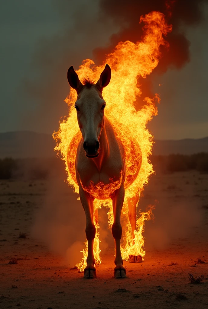 Video of a headless mule on fire