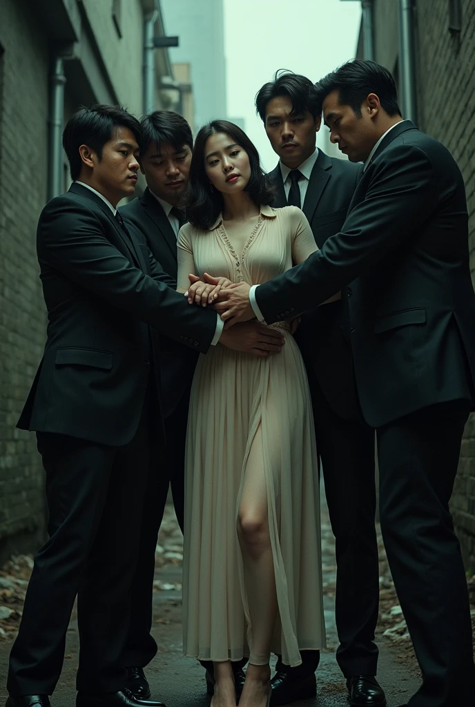Some gangster were caught a korean hot girl and remove all his clothes