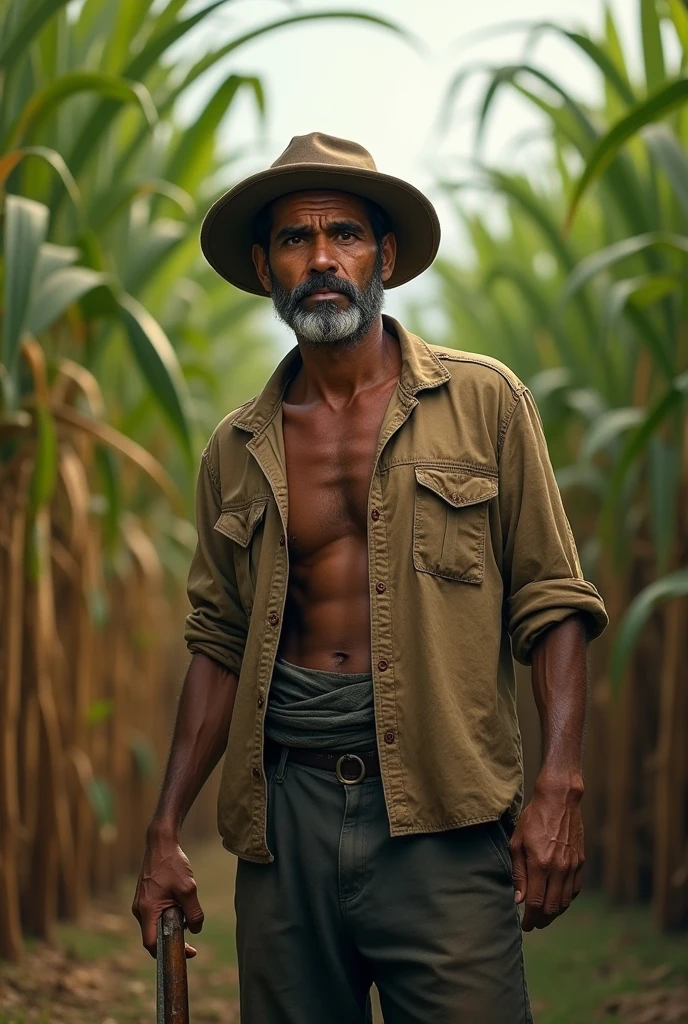 Brazilian character from the countryside, simple who is starting in sugarcane cutting work