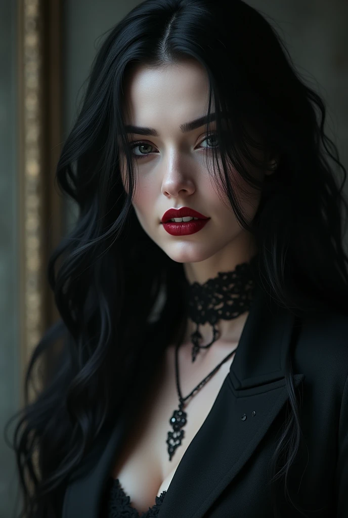 a dark vampire realistic woman
