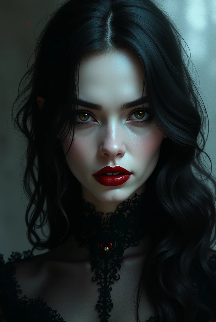a dark vampire realistic woman 