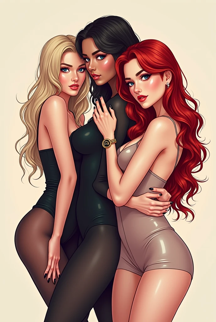 Creative logo for an Instagram page about four sexy girls. It should not contain letters or symbols in the image. One is blonde, one is a brunette, One has Japanese features and the other is red-haired.. They are all white.