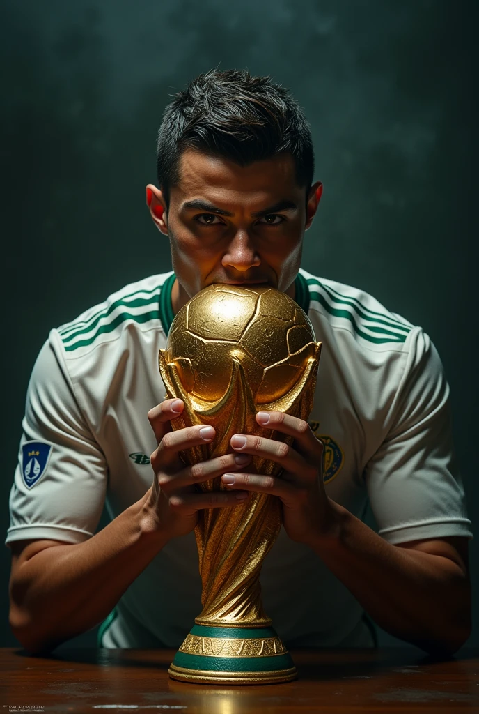 Cristiano Ronaldo eats the World Cup trophy