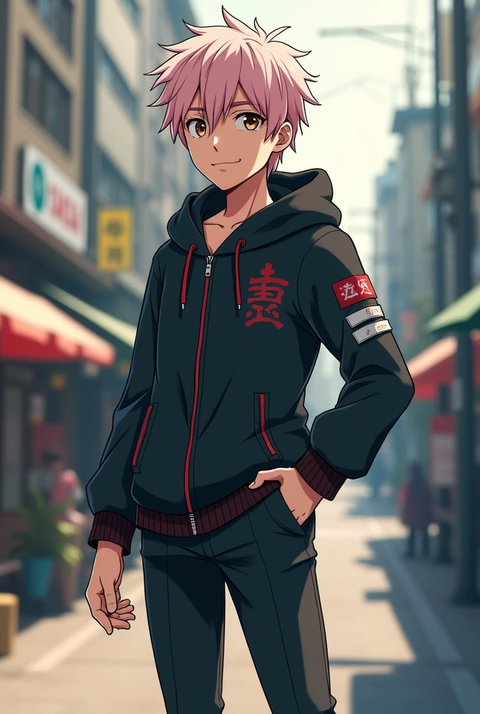 Itadori Yuji is the main character in the anime and manga. "JUJUTSU KAİSEN". He has a young, athletic, strong appearance.. He has short, light pink hair with the sides slightly turned darker.. His eyes are large and dark brown.. His skin is fair, his body is athletic and well built..
He usually wears a school uniform. "tokyo jujutsu" Which consists of a dark jacket with a hood, dark pants and red shoes.. Known for his confident smile and determined gaze..