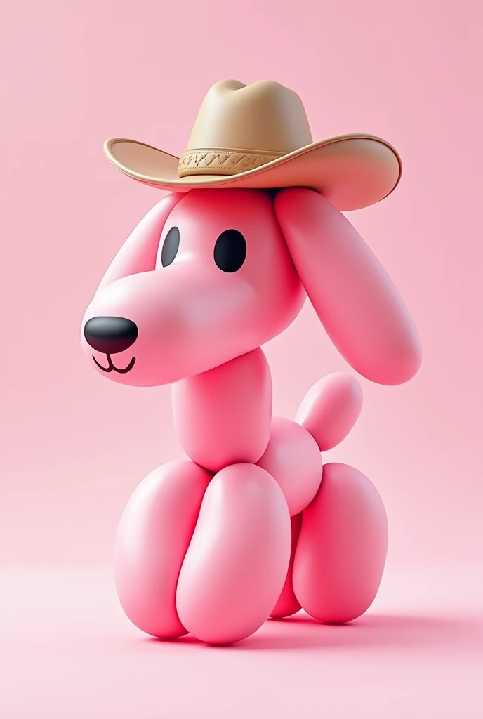 Pink balloon dog wearing a cowboy hat