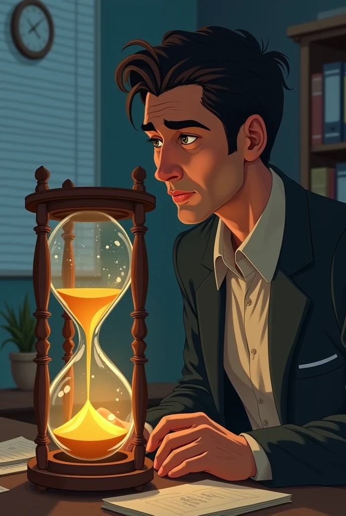 One day, while he is in his office, he receives a mysterious hourglass that arrives without a sender. As time goes by, Juan realizes that the hourglass is measuring his life, but not in hours or minutes, but in moments of happiness and fulfillment.