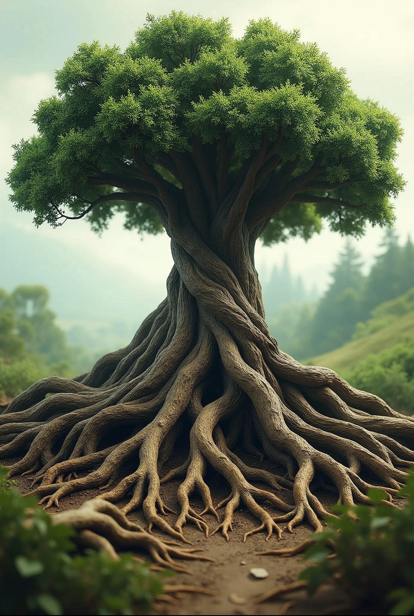 A tree with multiple roots, symbolizing multiple sources of income.