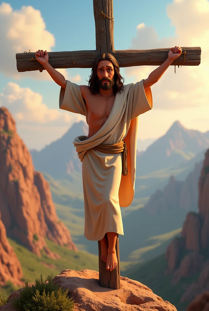Pixar Disney Jesus being crucified on the mountain