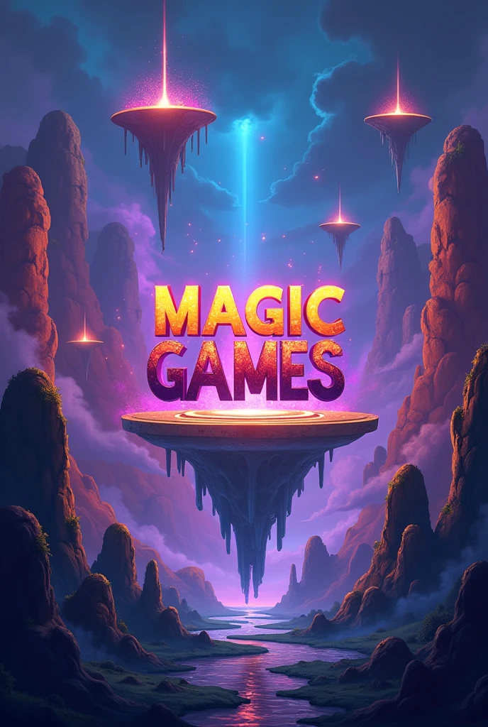 Create a gamer banner with the name Magic Games with dimensions 1024x576
