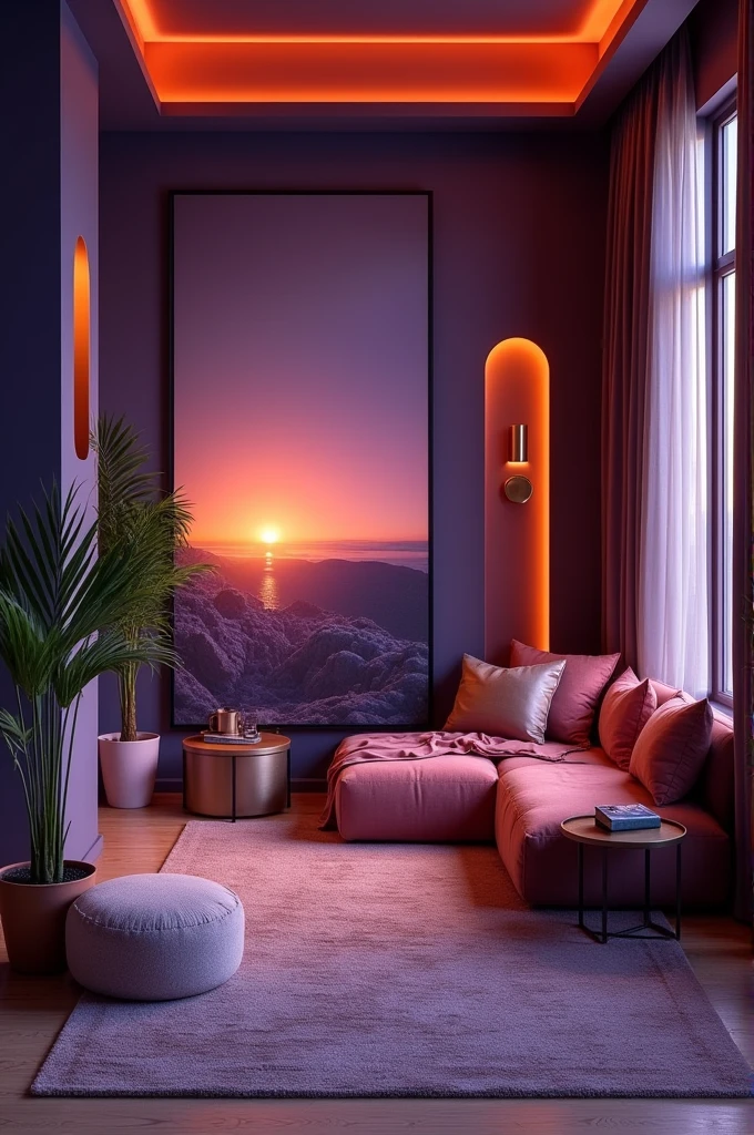 Interior design inspired by the twilight sky、Purple and Orange