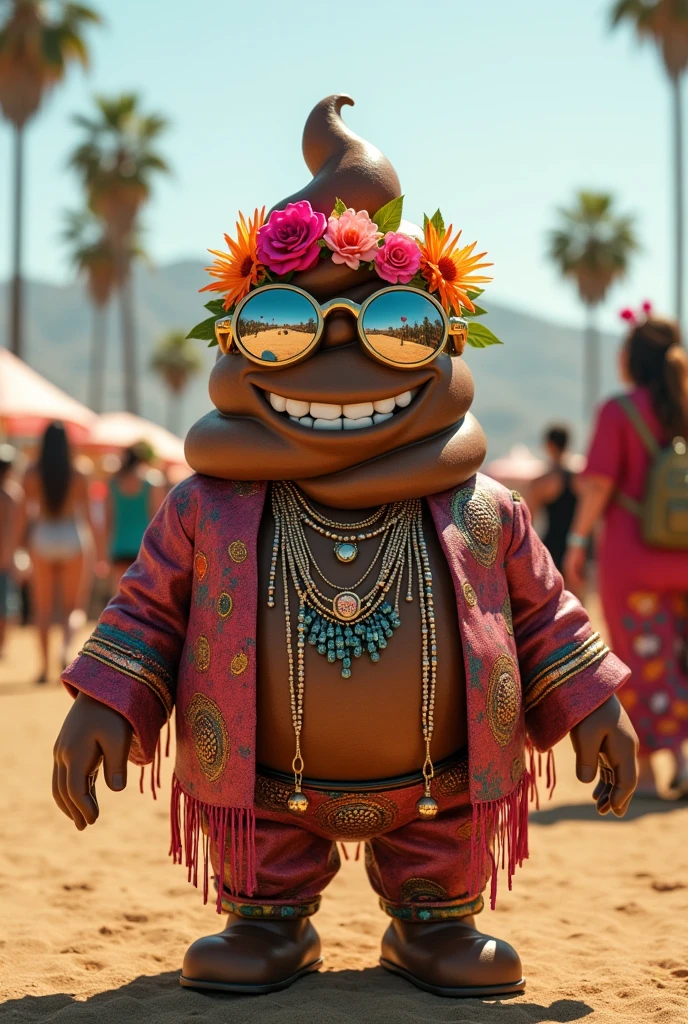 a poop dressed as a coachella theme