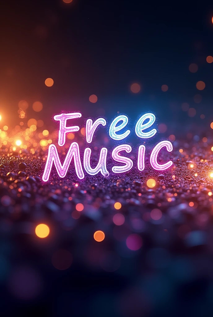 Create a beautiful background image for a banner with the name 'Free Music' with lights