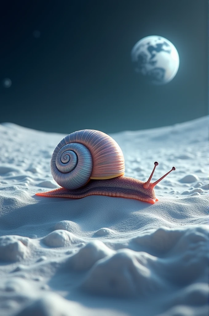 Snail strolling on the moon