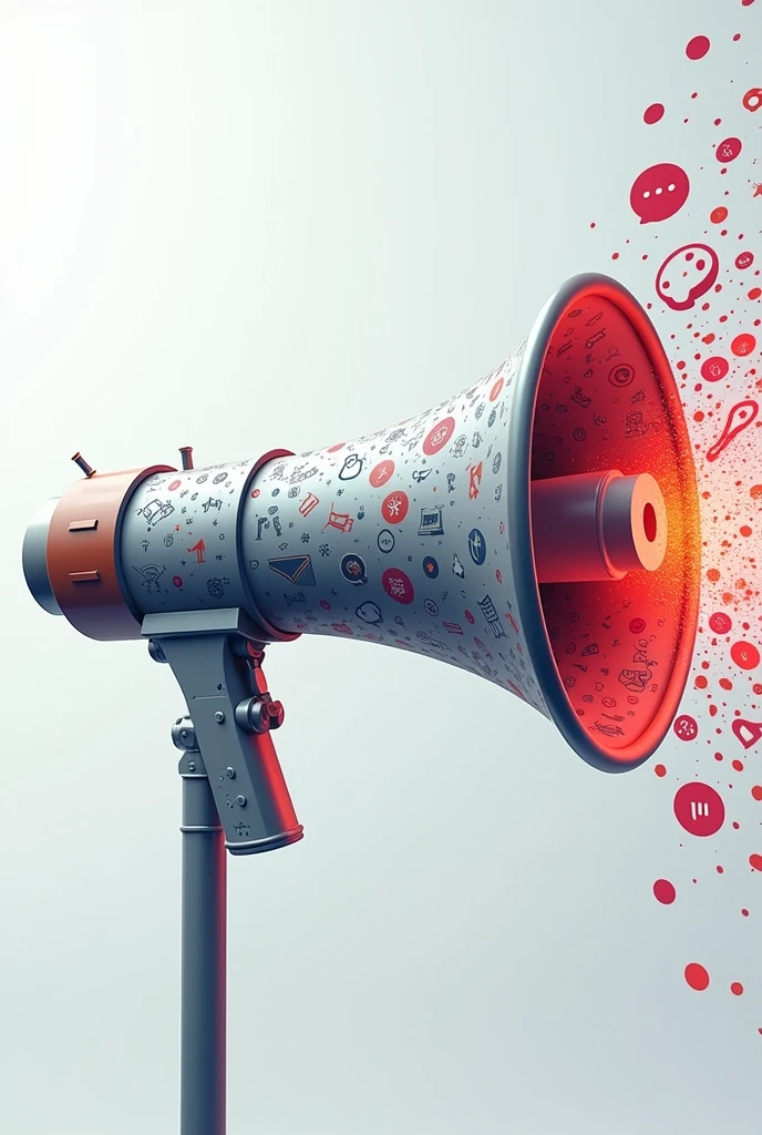 A megaphone with communication icons
