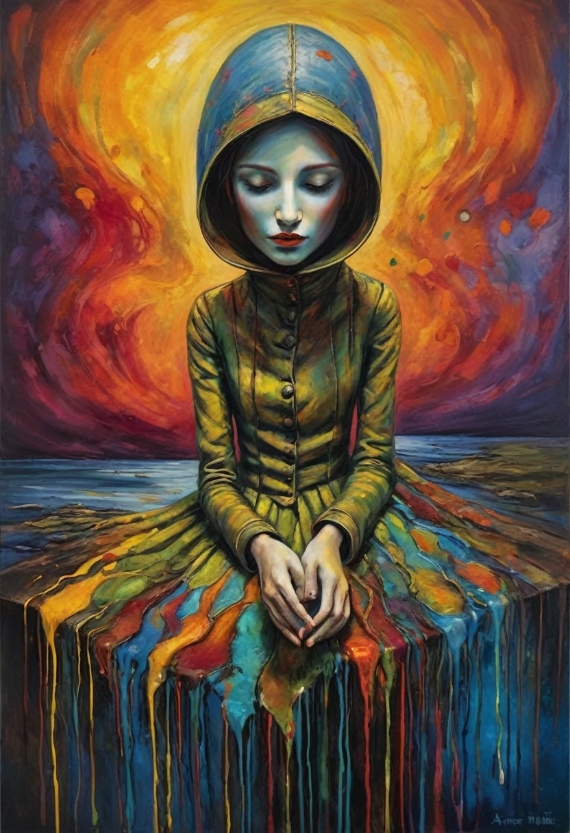 (Artistic Masterpiece of Romantic Life) ( (Themed Art of Life) ( (Conceptual Art) (NFT Exclusive) (Fauvism Work) ()”) Where visual poetry transcends traditional boundaries and embraces the dynamic interplay between creativity and technology Takes),dripping paint,darkart,style, in the style of esao andrews