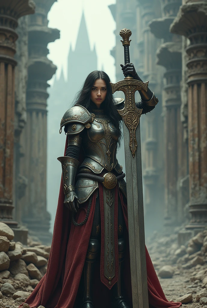 (Giant Sword), Medieval Armor, Fantasy, Brave, Ancient City, Brave woman, knight