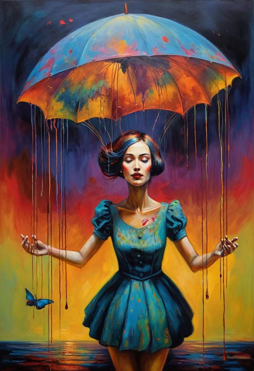 (Artistic Masterpiece of Romantic Life) ( (Themed Art of Life) ( (Conceptual Art) (NFT Exclusive) (Fauvism Work) ()”) Where visual poetry transcends traditional boundaries and embraces the dynamic interplay between creativity and technology Takes),dripping paint,darkart,style, in the style of esao andrews