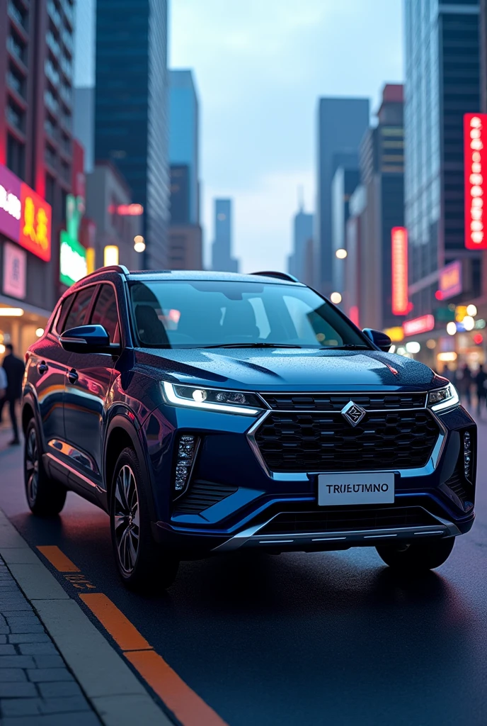 I have a black 2023 Chery Tiggo 2 Pro SUV with black tinted windows, Can you give me a picture of the car with blue details? 

