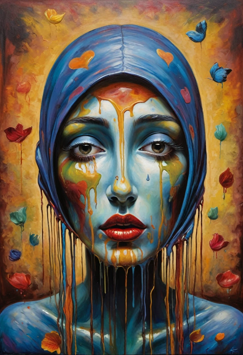 (Artistic Masterpiece of Romantic Life) ( (Themed Art of Life) ( (Conceptual Art) (NFT Exclusive) (Fauvism Work) ()”) Where visual poetry transcends traditional boundaries and embraces the dynamic interplay between creativity and technology Takes),dripping paint,darkart,style, in the style of esao andrews