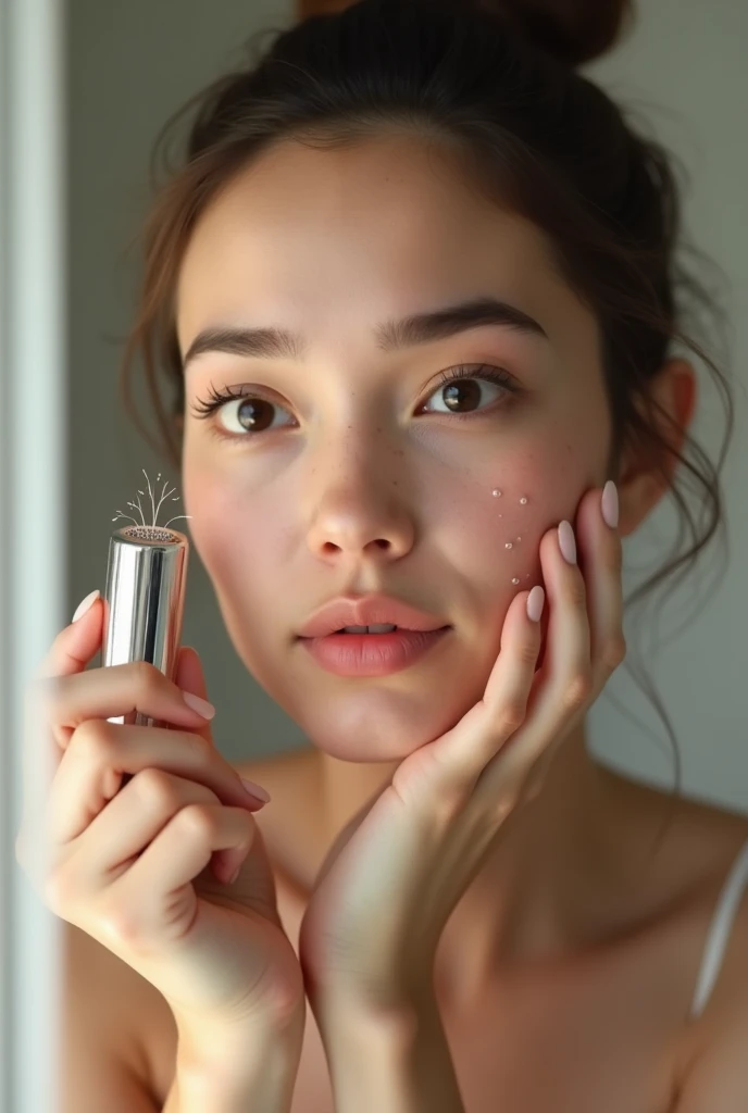 A woman with an epilator on her face
